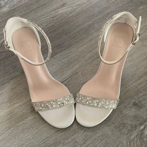 White David’s bridal crystal & jewel embellished sandal wedge heels. Never worn.